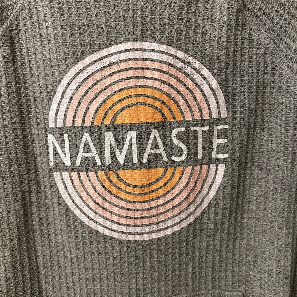 Waffle Knit Hooded Sweatshirt - Namaste - Picture 7 of 10